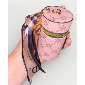 Mini Coin Handbag Keychain Bucket Lipstick Bag Backpack Pendant Beige Gift New